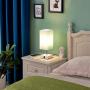 Touch Control Table Lamp,Seealle Teal Aqua Table Lamp with 2 USB Fast Charging Ports,3 Way Dimmable Bedside Nightstand Green Desk Lamp for Bedroom Living Room Office Reading(Bulb Included)