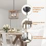 Farmhouse Chandelier, New Modern Farmhouse Light Fixture, 4-Light Lantern Square Chandelier with Wood (Weathered Brown)