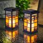 Garden Solar Lights Outdoor Decorative Flickering Candle Stake Lights Table Lantern for Yard, Lawn, Patio, Pathway (2Pack, Black)