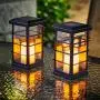 Garden Solar Lights Outdoor Decorative Flickering Candle Stake Lights Table Lantern for Yard, Lawn, Patio, Pathway (2Pack, Black)