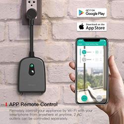 Outdoor Smart Plug, TECKIN Outdoor Wi-Fi Outlet with 2 Sockets, Compatible with Alexa, Google Home, Wireless Remote Control/Timer by Smartphone, IP44 Waterproof, FCC/RoHS Certified