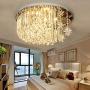 Modern K9 Crystal Moon Star Chandelier Lighting with Remote ,Flush Mount LED Ceiling Light Fixture Pendant Lamp for Dining Room Bedroom Living Room Width 23.6inch