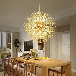 LightInTheBox Modern Electroplated Globe Chandeliers Firework Led Vintage Pendant Lights Living Room Dining Room G9 Christmas Decoration (Gold, Warm White)