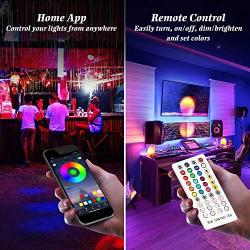 Led Strip Lights, BOYKO 32.8ft Music Sync Led Lights for Room APP Controlled Color Changing Lights with 40 Keys IR Remote Control DC12V 5A Power Supply 300 SMD 5050 for Home Festival Party Decoration