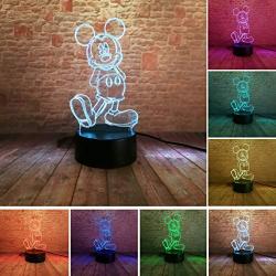 Fanrui Hot Glowing Cartoon 3D Girls Mickey Boys Mice Mouse LED 7 Colors Change Gradient Night Light Smart USB Touch Mood Bedroom Decor Lamp Child Baby Son Boys Xmas Happy Birthday Presents