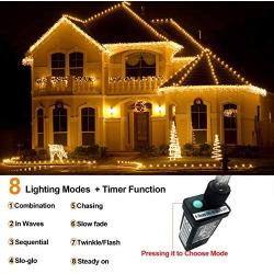 KNONEW LED Icicle Lights, 216 LEDs, 16.4ft, 8 Modes, Curtain Fairy Light Plug in for Indoor Outdoor, Wedding/Christmas/Halloween/Thanksgiving/Easter/Party Backdrops/Gazebo (Connected in Series)