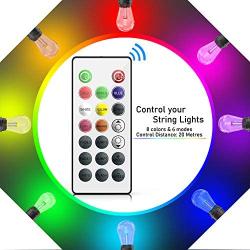 Outdoor String Lights, iBesi 48FT RGB LED String Lights Waterproof with Commercial Grade, Dimmable LED Heavy Duty Hanging Patio String Lights with Remote for Garden, Party, Bar, Cafe Shop, UL Listed.