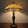 Tiffany Lamp Bedside Table Reading Lighting Yellow Hexagon Stained Glass Mission Style Shade Antique Base W16H24 Inch S011 WERFACTORY LAMPS Lover Parent Friend Kids Living Room Bedroom Coffee Bar Desk