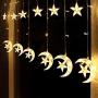 138 LED Moon Star Window Curtain String Lights Fairy Lights 8 Flashing Modes Decoration Remote Control for Christmas Home Holiday Festival Party Wedding Bedroom Indoor Outdoor Decor (Warm White)