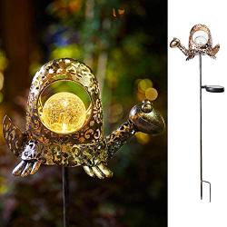 Solar Garden Decorative Lights Metal Turtle Outdoor Stakes Lighting for Courtyard, Lawn, Patio, Pathway Ornament(Bronze)