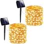 BHCLIGHT 2 Pack Solar String Lights, Upgraded Super Durable 200 LED Solar Lights Outdoor, Waterproof 8 Modes Fairy Lights for Christmas Party Holiday -Warm White, Copper Wire