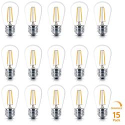 Brightech Ambience PRO LED Energy Efficient 2 Watt Soft White 2700K Dimmable Bulb - Outdoor String Lights – Edison-Inspired Exposed Filaments - 15 Pack - E26 Base