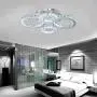LITFAD 4 Halo Ring LED Ceiling Lamp Modern Design Decorative Crystal Semi Flush Mount Ceiling Light LED Chandelier for Hotel Hall Bedroom Living Room - White Light