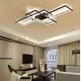 LED Living Room Dining Room Flush Mount Ceiling Light Fixtures Ceiling Hanging Lighting Dimmable Remote Acrylic Chandeliers Modern Designer 3 Rectangle Hotel Lobby Kitchen Bedroom (Black, L43.3 in)