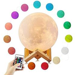 5.9 Inch Moon Lamp Moon Light 3D Printed 16 Colors Night Light for Kids Gift for Women USB Charging and Touch Control Brightness Lunar Lamp Moon Lamp with Stand