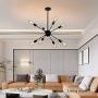 Sputnik Light Fixture 8 Light Modern Mid Century Pendant Light Vintage Chandelier for Living Room, Dining Room, Kitchen, Loft, Farmhouse - Black