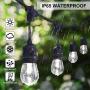 2-Pack Dimmable LED Outdoor String Lights for Patio Daylight White, IP65 Waterproof Hanging Edison Bulbs, Commercial Grade Lights String Create Ambience for Cafe Garden Backyard Party (Total 96ft)