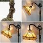 Tiffany Mission Style Reading Floor Lamp Lighting W12H64 Inch Yellow Stained Glass Hexagon Lampshade Antique Adjustable Arched Base S011 WERFACTORY Lamps Living Room Bedroom Beside Table Desk Gifts