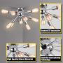LIGHTESS Sputnik Ceiling Light Vintage Semi Flush Mount Ceiling Light with 9 UL Sockets Industrial Sputnik Ceiling Lighting Chrome Finished E26 Base for Kitchen Dinning Living Room
