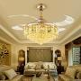 Lighting Groups 42'' Retractable Clear Blades Fan and Chandelier with Lights and Romote Control Modern Crystal Ceiling Fan for Indoor Living Dining Room Bedroom Ceiling Light Kits (42 Inch, Gold A)