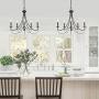 LOG BARN Farmhouse Chandelier, 5-Light Black Chandelier, Dining Room Hanging Light Fixture with Crystal Pendants, 24.5” Dia