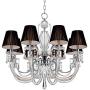 Derry Street Chrome Large Chandelier 32'' Wide Crystal Arm Black Silk Shades 8-Light Fixture for Dining Room House Foyer Kitchen Island Entryway Bedroom Living Room - Vienna Full Spectrum