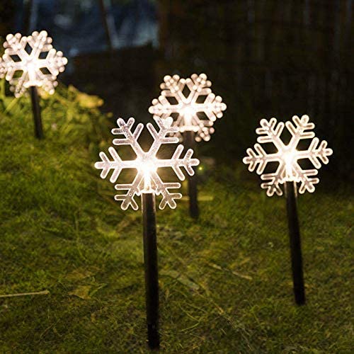 Christmas Stake Lights, Outdoor Garden Lights, Energy Saving Waterproof Lights Christmas Decorations for Patio, Walkway, Yard, Lawn (Snowflake, 5 PCS)