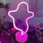 iceagle Ghost Light Neon Signs Neon Lights for Wall Decor,USB or Battery LED Signs for Bedroom, Decorative Neon Light Sign for Christmas,Birthday Party, Living Room, Girls,Kids Room（Ghost Pink）