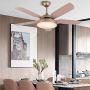 TFCFL 52'' Tropicalfan Ceiling Fan Chandelier with Remote Control and 5 Reversible Blades LED Dimmable Fan Modern and Simple Light Dimmable Timing for Home Decoration Living Room Bedroom,Champagne Gold