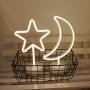 Warm White Moon Neon Sign Night Light Lamp with Holder Base Decorative Marquee Signs Light Battery Operated Wall Decoration for Living Room Bedroom Christmas Party Supplies Kids Toys Birthday Gifts