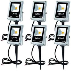 Low Voltage Led Landscape Lights, Lysed 10w 12v Led Flood Light, Garden Lights for Outdoor Spotlights, Perfect for Pathway, Lawns, Walls (Warm White) [6 Pack]