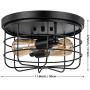 Industrial Semi Flush Mount Ceiling Light, E26 Vintage Metal Cage Ceiling Light Fixture 2Lights for Bedroom, Kitchen, Dining Room, Living Room, Hallway,