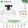 Industrial Ceiling Light Semi Flush Mount, Farmhouse Ceiling Light Fixture for Hallway Porch Kitchen Entryway Bedroom Corridor, Black Close to Ceiling Lights with Bubble Glass Shade, E26 Base