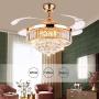 SenHome 42inch Crystal Ceiling Fan Light LED Chandelier Crystal Acrylic Retractable Blade Ceiling Lamp Rose Gold Chandelier Fan for Living Room/Dining Room/Hall