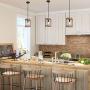 Wood and Metal Chandelier Square 1-Light Adjustable Height Ceiling Pendant Light Dining Room Lighting Fixtures Hanging，Living Room Light ,Kitchen Chandelier UL Listed