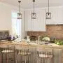 Wood and Metal Chandelier Square 1-Light Adjustable Height Ceiling Pendant Light Dining Room Lighting Fixtures Hanging，Living Room Light ,Kitchen Chandelier UL Listed