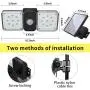 Solar Security Light Outdoor LED Motion Sensor Lights, Motion Detector Lights Solar Powered Flood Light, 2 Head IP65 Waterproof Adjustable Wall Lights for Garage, Porch, Pathway - Warm White+White