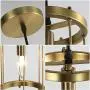 Wood and Metal Chandelier Square 1-Light Adjustable Height Ceiling Pendant Light Dining Room Lighting Fixtures Hanging，Living Room Light ,Kitchen Chandelier UL Listed