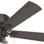 HUNTER 54208 Crestfield Indoor Low Profile Ceiling Fan with LED Light and Pull Chain Control, 52'', Noble Bronze