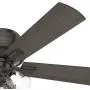 HUNTER 54208 Crestfield Indoor Low Profile Ceiling Fan with LED Light and Pull Chain Control, 52'', Noble Bronze