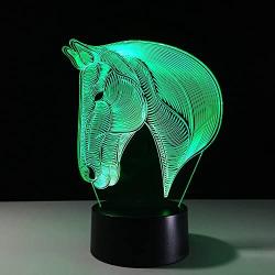 3D Night Light for Boys Girls Table Desk Lamp Wiscky Horse Toys 7 LED Color Change Lighting Touch Control USB Charge Room Bedroom Decorative Light Cool Gifts Birthday Festival Xmas for Baby Friends