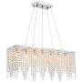Modern Rectangular Crystal Chandelier, Luxury Linear Raindrop Hanging Pendant Lighting Flush Mount Ceiling Light Fixture for Dining Room Kitchen Island, 7-Lights, L32''