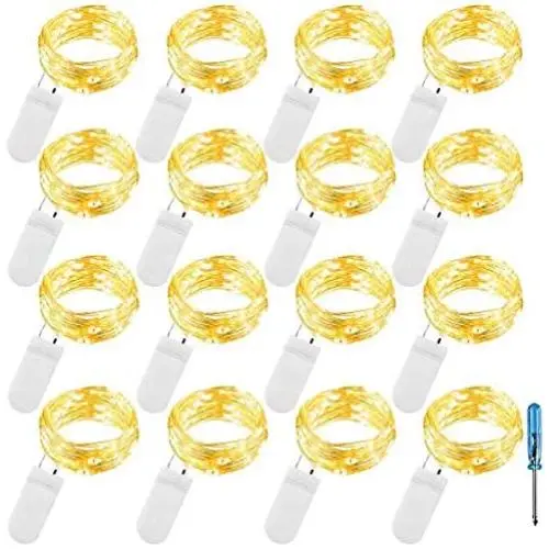 LXS 16 PCS 10ft 30 Micro LEDs String Lights,Super Bright LEDs On Soft and Flexible Silver Wire Waterproof Mini Lights for DIY Party Wedding Centerpiece or Christmas Table Dec(Warm White) LXS 16 PCS 10ft 30 Micro LEDs String Lights,Super Bright LEDs On Soft and Flexible Silver Wire Waterproof Mini Lights for DIY Party Wedding Centerpiece or Christmas Table Dec(Warm White)
