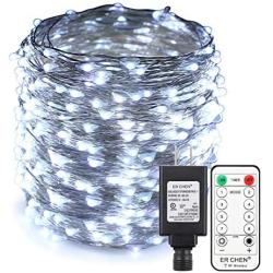 ER CHEN 165ft Led String Lights, 500 Fairy Led Starry Lights on 50M Silvery Copper Wire String Lights + 12V DC Power Adapter + Remote Control for Christmas (White)