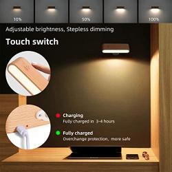 Night Light with Beech Wooden Magnetic Dimmable 360° Rotatable Portable Wall Light Battery Powered Lamps for Bedrooms Living Room Bedside (Brown)