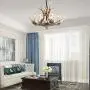 Resin Antler Chandelier ,6 Light Deer Antler Chandelier Vintage Style for Living Room Dining Room Cafe Kitchen Bar Entry etc American Countryside Deer Horn Ceiling Lights BN1055-6(Brown)