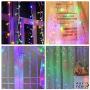 200-LED Icicle Lights, 9.8 x 9.8 Window Curtain String Lights, Fairy String Lights with 8-Lighting Modes for Bedroom Wedding Party Indoor/Outdoor (Multi Color)