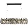 Saint Mossi Antique Bronze Frame with Clear Crystal Glass Chandelier Lighting 43'' inch Length Linear Chandelier for Kitchen Island, Dining Room Raindrop Crystal Chandeleir, Mossinal Collection