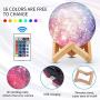 Moon Lamp - Rechargeable 3D Printing Moon Light Lamp, Remote & Touch Control with Wooden Stand, 16 Colors Lunar Night Lights for Kids and Women Birthday Gifts (Diameter 6.2 inch)