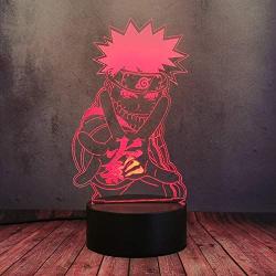 LED Stereo Anime Uzumki Naruto Figure 3D Desk Lamp, for Kids Bedroom Decor Cartoon Creative 16 Color Dimming Night Light, Best Birthday Gift Baby Old Man Sleep Bedside Lamp Lighting